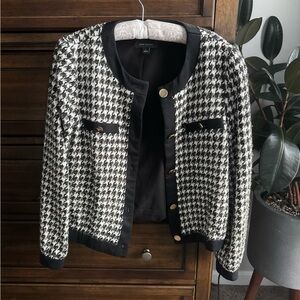 Ann Taylor Black and White Houndstooth Blazer